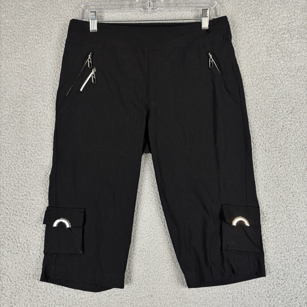 Jamie Sadock Skinnylicious Golf Capri Pants Sz 10 Black Moto Zipper Pockets